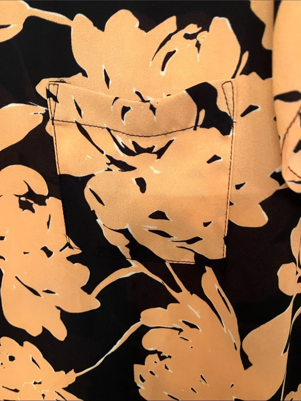 The Limited Black Top with Peach Floral Print Short Sleeve - Picture 2 of 4